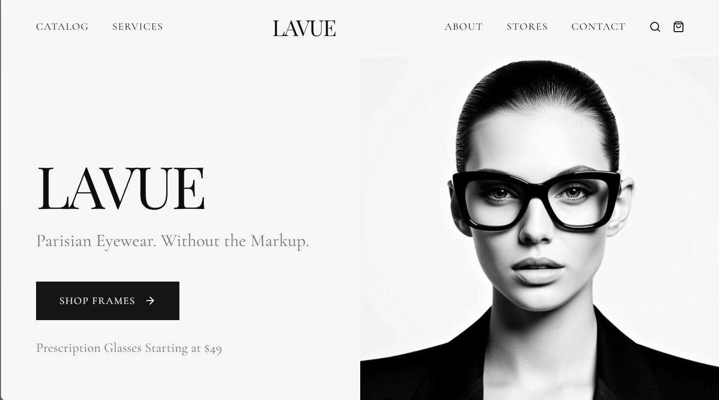 LavueParis Shopify product page with lens selection flow