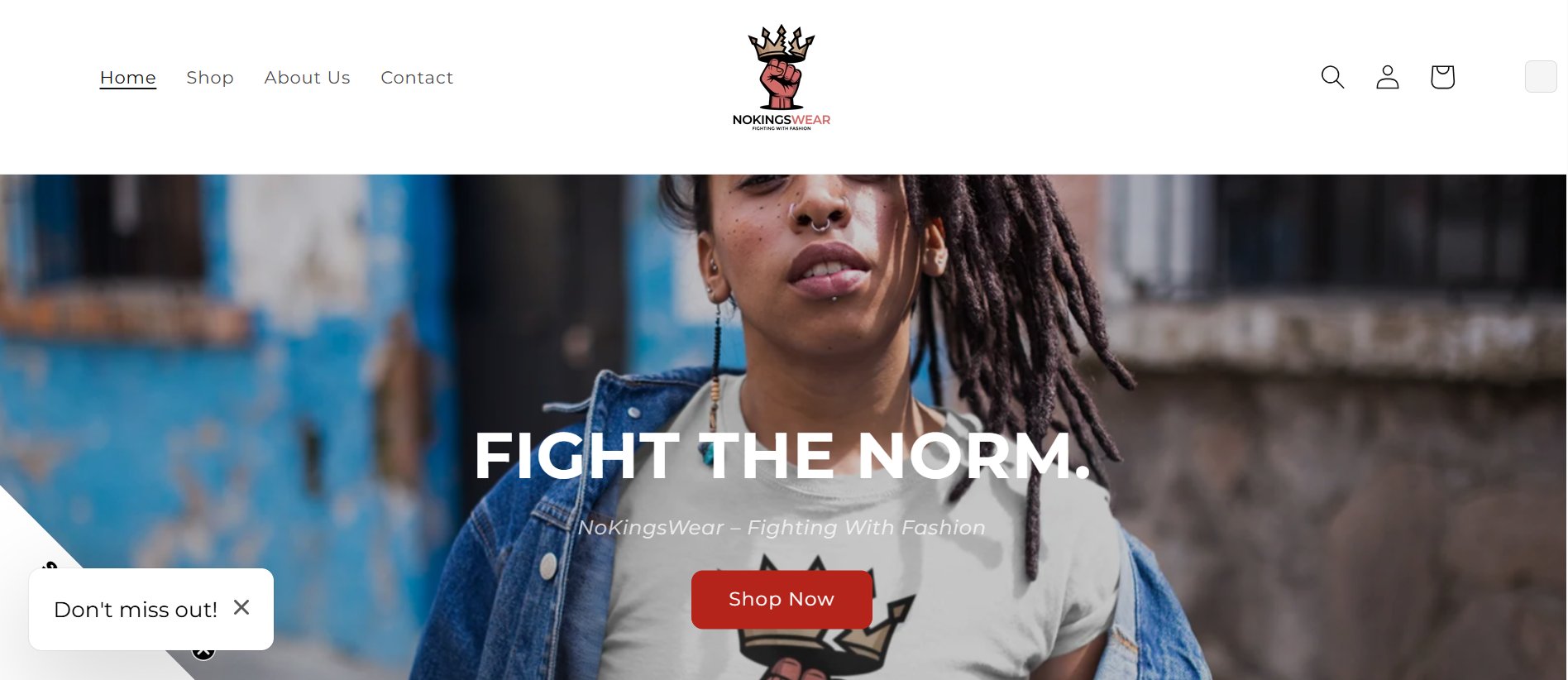 NoKingsWear streetwear Shopify storefront
