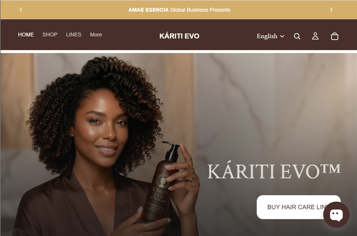 Káriti Evo Shopify storefront homepage with hero product banner